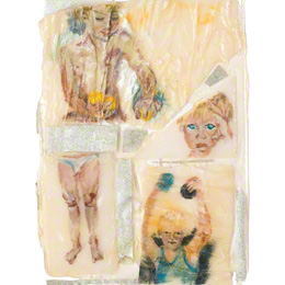 Jérémie, peinture acrylique sur velours et tissu lamé argent assemblés avec résine
