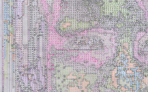 Full-face Alix, codification on the tracing paper for the tapestry, Ballpoint pen, 70cm*50cm. (detailed), Marie-Claire Raoul