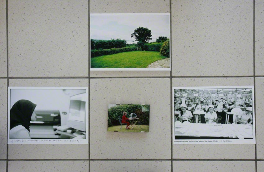 [The Dream] – 4 pictures on floor tiles, view of the exhibition, Milizac, February 2011, Marie-Claire Raoul