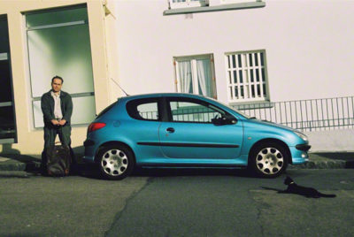 Franck et la Peugeot 206, rue Paul Fort à Brest, simulation du départ,vue 2