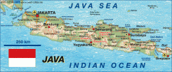 Carte de la région de Java en Indonésie