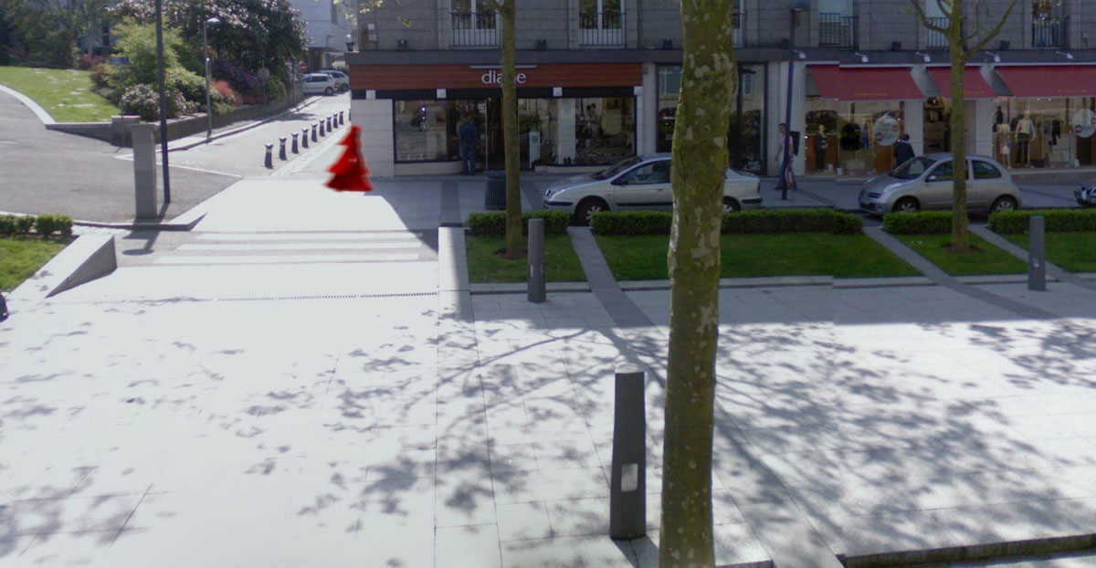 La jeune fille au voile rouge, vue 2, place de la Liberté, Brest, Marie-Claire Raoul