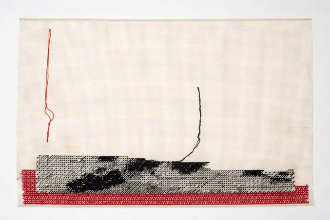 NEVER MADE IT BACK, embroidery on canvas, Marie-Claire Raoul