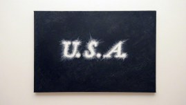 peinture, texte, U.S.A., huile sur toile