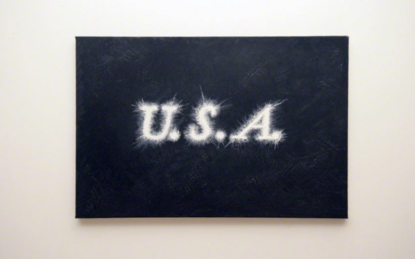 peinture, texte, U.S.A., huile sur toile