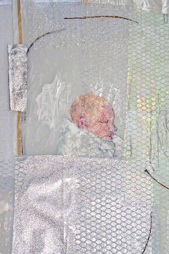 Sommeil, Alix dort profondément (détail), techniques mixtes, 90cm*70cm, février 2003, Marie-Claire Raoul