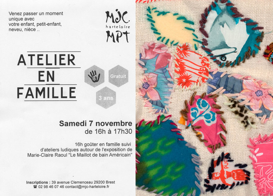 Atelier en famille, Marie-Claire Raoul, MJC Harteloire, 7 novembre 2015