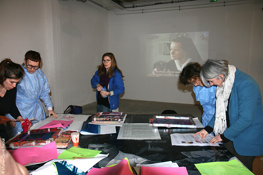 Visite des expositions-Atelier de sérigraphie autour du travail de Corita Kent au CAC Passerelle à Brest avec les filles de Lcause le 5 janvier 2019