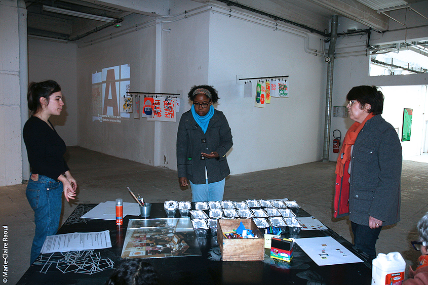 Visite des expositions-Atelier de sérigraphie autour du travail de Corita Kent au CAC Passerelle à Brest avec les filles de Lcause le 5 janvier 2019