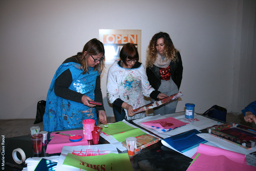 Visite des expositions-Atelier de sérigraphie autour du travail de Corita Kent au CAC Passerelle à Brest avec les filles de Lcause le 5 janvier 2019