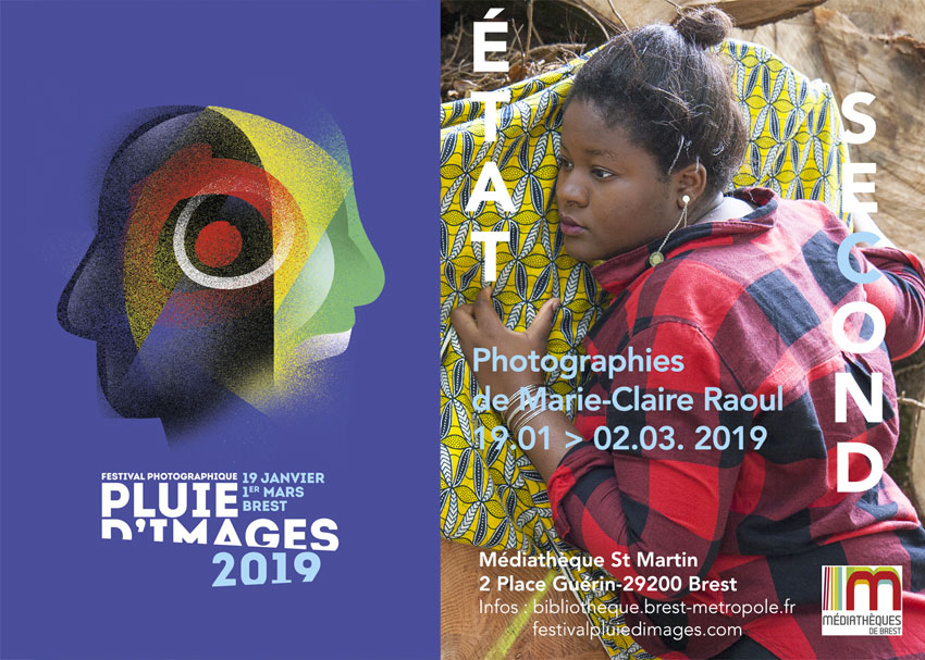 Affiche pour l'exposition [État second] de Marie-Claire Raoul à la médiathèque St Martin à Brest dans le cadre de Pluie d'images 2019