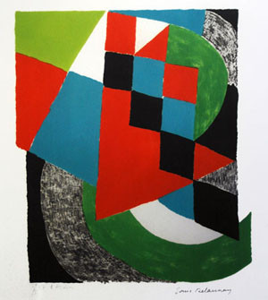 [Damier vert], lithographie de Sonia Delaunay, sans date, collection de l'arthotèque du musée des Beaux-Arts de Brest