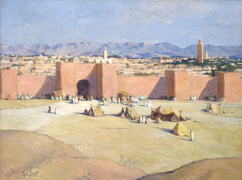 Marrakech, la muraille rose, huile sur toile de Thérèse Clément, 1936