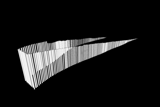Forme structure Palaren, 3D,, marcher sur l'eau blanche, Marie-Claire Raoul, © adagp, novembre 2021