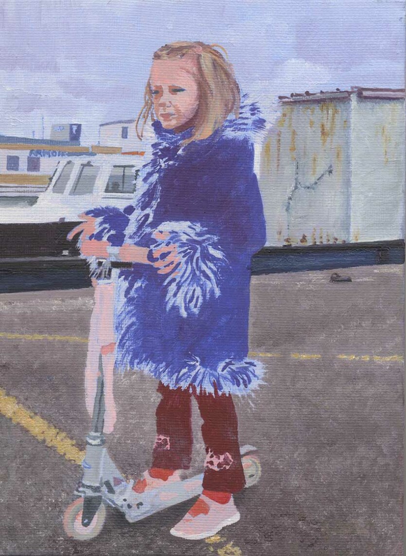 Marie-Claire Raoul, peinture d'Adèle sur le quai de la Douane à Brest, 2015, Marie-Claire Raoul