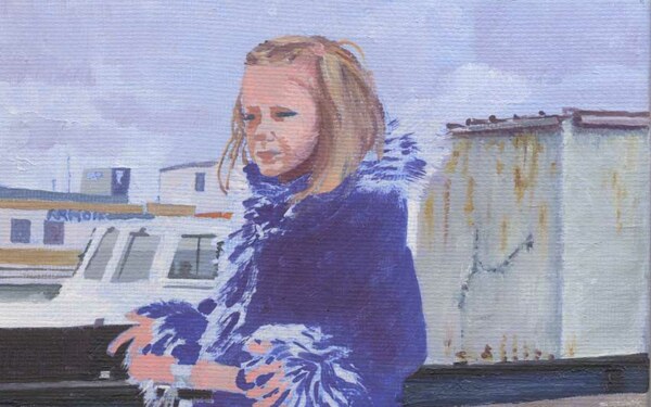 Marie-Claire Raoul, peinture d'Adèle sur le quai de la Douane à Brest, 2015