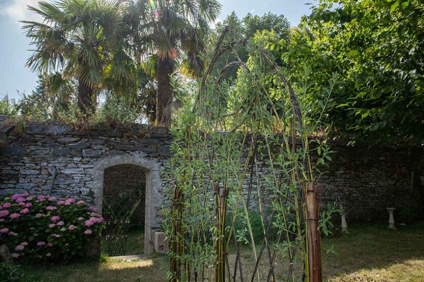 Le portail gothique (détail), jardin du Maître verrier, juillet 2023, création en brins de saule vivant de Marie-Claire Raoul, Marie-Claire Raoul